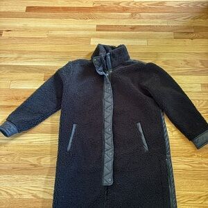 Athleta Black Trench Coat with High Collar and Classic Silhouette